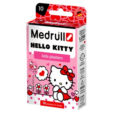 MEDRULL HELLO KITTY, vaikiški pleistrai, 10 vienetų