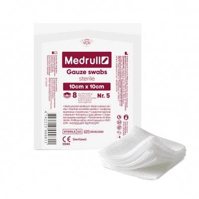 Medrull sterilios servetėlės, 8 sluoksnių, x 10 cm, N5, 10 cm