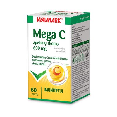 MEGA C APELSINŲ SKONIO, 60 kramtomų tablečių
