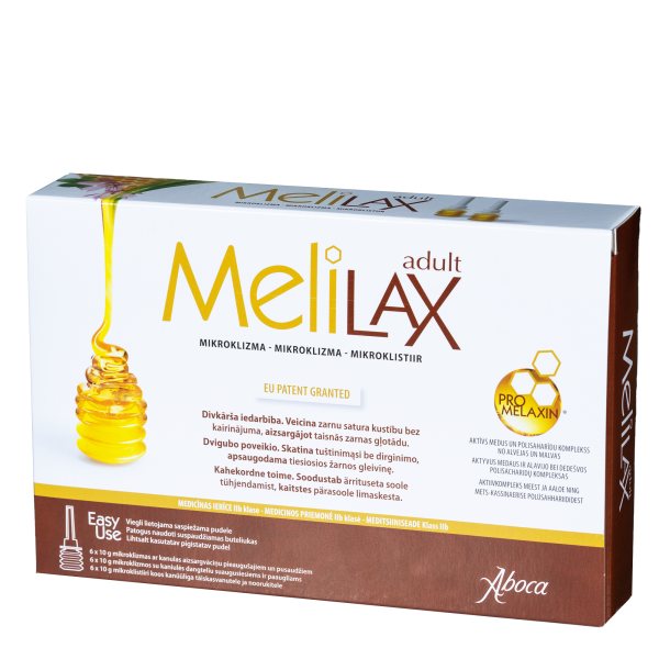 MELILAX tiesiosios žarnos mikroklizma, x 10 g, 6 vnt