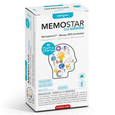 MEMOSTAR INFINITE, koncentracijai ir atminčiai, 60 augalinių kapsulių
