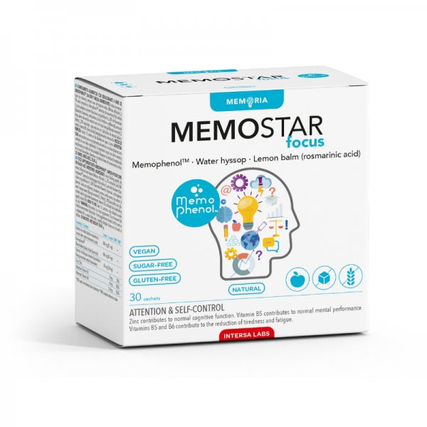 MEMOSTAR maisto papildas milteliais FOCUS, 30 pak.