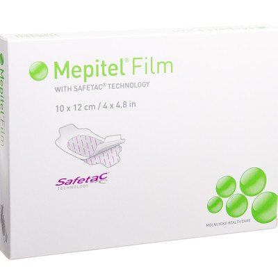 MEPITEL FILM, tinklelis, x 12 cm, silikoninė, lipni, 10 vnt., 10 cm