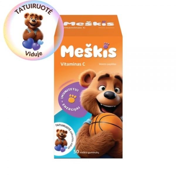 MEŠKIS maisto papildas VITAMINAS C, 50 guminukų