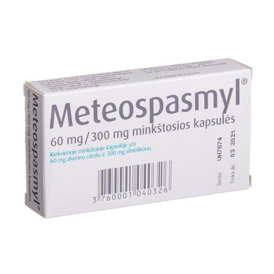 Meteospasmyl 60 mg/300 mg minkštosios kapsulės N20
