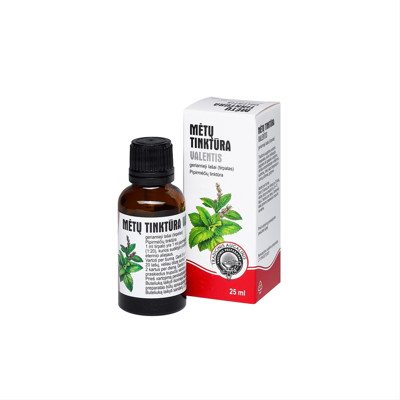 MĖTŲ TINKTŪRA VALENTIS, geriamieji lašai, tirpalas, 25 ml