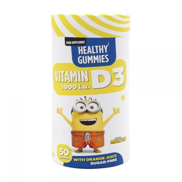 MINIONS maisto papildas VITAMIN D3 1000 TV, 50 guminukų