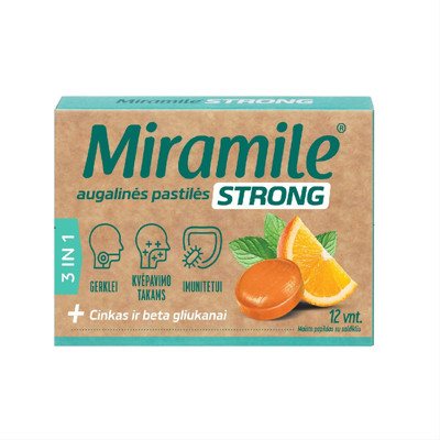 MIRAMILE STRONG su cinku ir beta gliukanais augalinės pastilės, N12