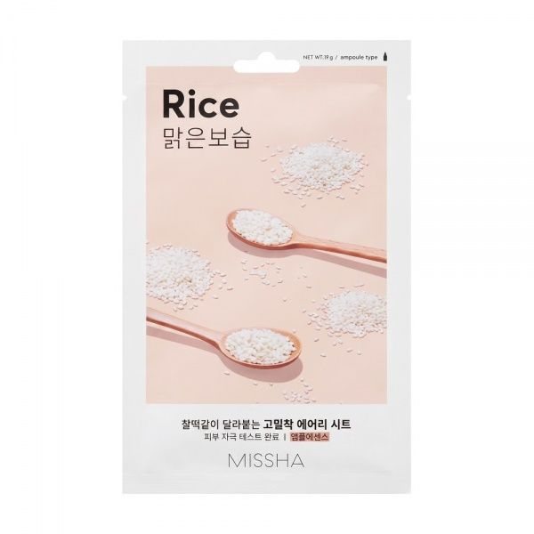 MISSHA veido kaukė su ryžiais AIRY FIT RICE SHEET MASK, 1 vnt