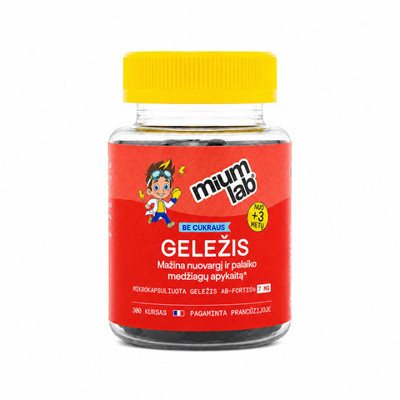 MIUM LAB KIDS maisto papildas GELEŽIS vaikams. Nuo 3 metų! 30 guminukų.