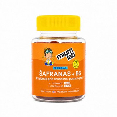 MIUM LAB KIDS maisto papildas ŠAFRANAS+B6 vaikams. Nuo . 30 guminukų., 3 m