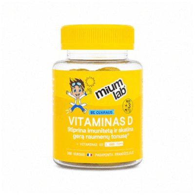 MIUM Lab Maisto papildai KIDS VITAMINAS D. Be cukraus. Guminukai, N30