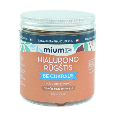 MIUM LAB maisto papildas HIALURONO RŪGŠTIS+VITAMINAS C, 42 guminukai.