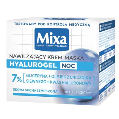 MIXA HYALUROGEL, naktinis kremas-kaukė, 50 ml