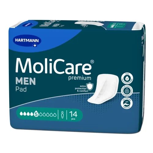 MOLICARE MEN PAD, įklotai vyrams 5 lašai, 14 vnt