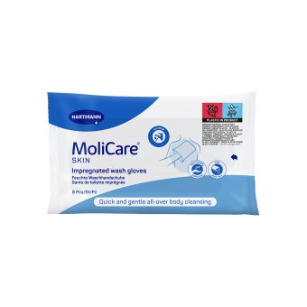 MoliCare SKIN impregnuotos plaunamosios pirštinės, 8 vnt., 8 vnt