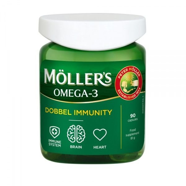 MOLLERS maisto papildas OMEGA-3 DOBBEL IMMUNITY, 90 kaps.