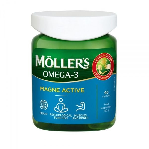 MOLLERS maisto papildas OMEGA-3 MAGNE ACTIVE, 90 kaps.