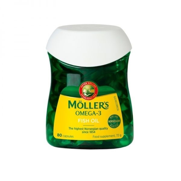 MOLLERS maisto papildas žuvų taukai OMEGA-3, 80 kaps.