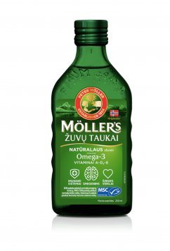 MOLLER'S žuvų taukai skysti, natūralaus skonio, 250 ml