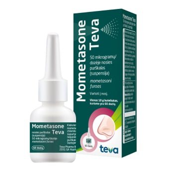 MOMETASONE TEVA, 50µg/dozėje, 60 dozių, nosies purškalas, suspensija, N1