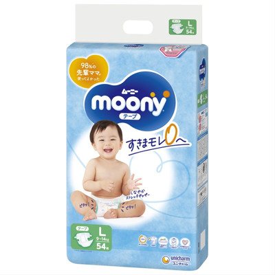 MOONY AIRFIT, sauskelnės, L, 9-, 54 vnt., 14 kg