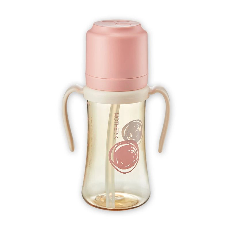 MOTHER-K gertuvė PPSU Basic su silikoniniu šiaudeliu, (rožinis), Vnt, 300 ml
