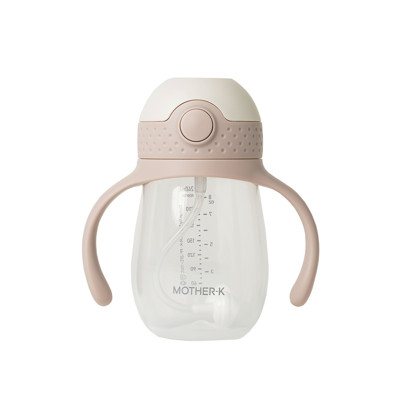 Mother-K HUG PP pagrindo gertuvė su šiaudeliu, Pink Beige, ., 240 ml