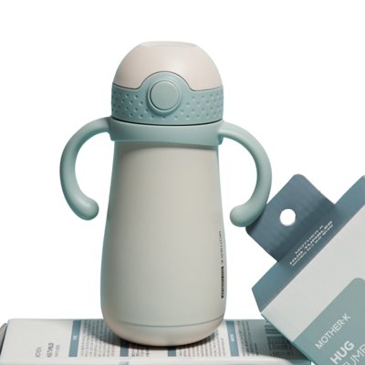 Mother-K HUG Termo gertuvė su šiaudeliu, Mint, ., 350 ml