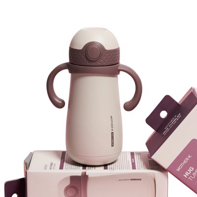 Mother-K HUG Termo gertuvė su šiaudeliu, Plum, ., 350 ml