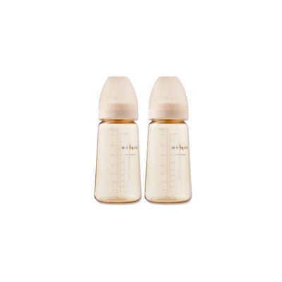 Mother-K PPSU Buteliukai “BASIC” (, be žindukų), 300ml., kreminė, 2 vnt