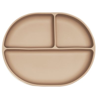 Mother-K Silikoninė prilimpanti lėkštė su skyreliais, nuo 6mėn., Beige