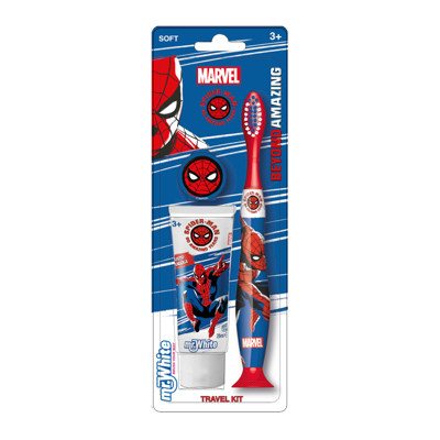 Mr. White SPIDER-MAN kelioninis rinkinys vaikams: dantų pasta, . + dantų šepetėlis, 1 vnt., 25 ml