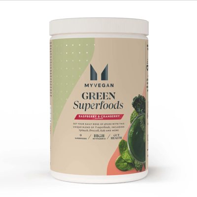 Myprotein Myvegan Green, žaliasis supermaistas, Aviečių ir spanguolių skonio, 350 g