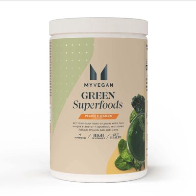 Myprotein Myvegan Green, žaliasis supermaistas, Persikų ir mangų skonio, 350 g