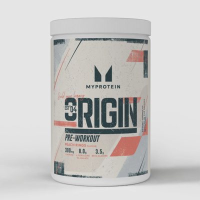 Myprotein Origin Pre Workout, prieštreniruotinis stimuliantas, Persikų skonio, 600 g