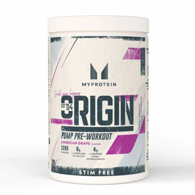 Myprotein Origin Pre Workout, stimuliantas be kofeino, Vynuogių skonio, 600 g