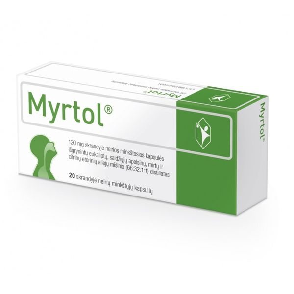 MYRTOL 120 mg skrandyje neirios minkštos kapsulės N20