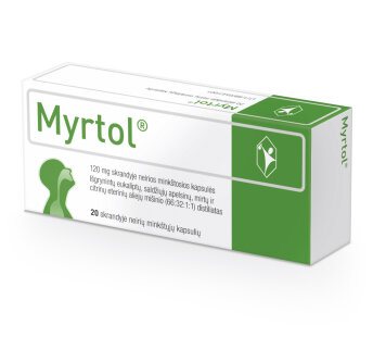MYRTOL (Gelomyrtol) 120 mg skrandyje neirios minkštos kapsulės N20