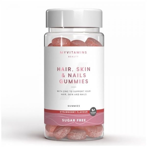 MYVITAMINS maisto papildas HAIR, SKIN & NAILS GUMMIES, braškių skonio, 60 guminukų