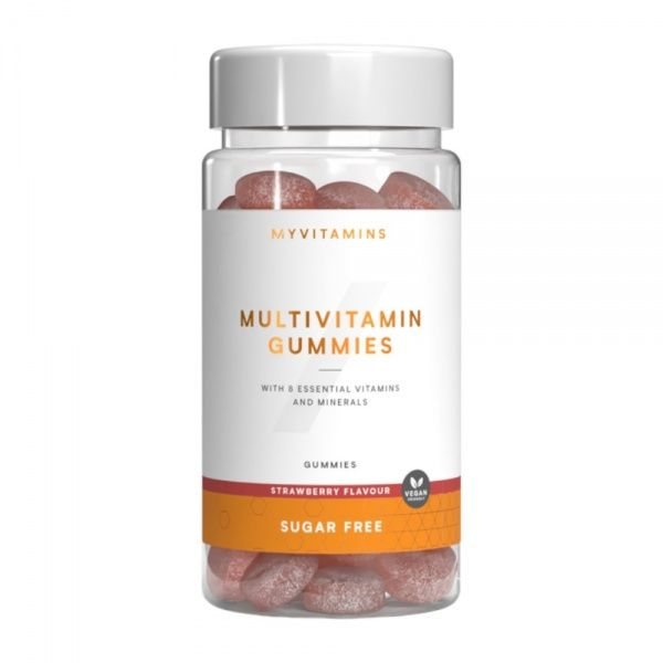 MYVITAMINS maisto papildas MULTIVITAMIN GUMMIES, braškių skonio, be cukraus, 60 guminukų