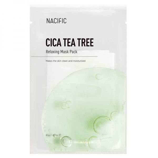 NACIFIC lakštinė veido kaukė CICA TEA TREE RELAXING MASK, 1 vnt