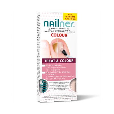 Nailner Treat&Colour priemonė nuo grybelio infekcijos su orui laidžiu nagų laku, N2, 5 ml