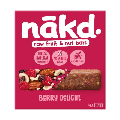 NAKD Vaisių ir riešutų batonėlis su avietėmis, 4 x 35 g