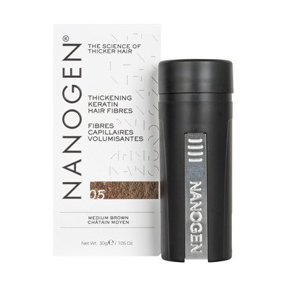 NANOGEN MEDIUM BROWN Plaukų efektą sukurianti pudra-skaidulos, 15 g