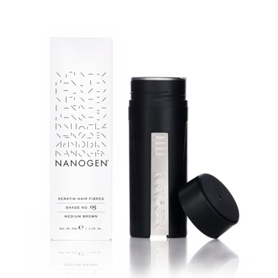 NANOGEN MEDIUM BROWN Plaukų efektą sukurianti pudra-skaidulos, 30 g