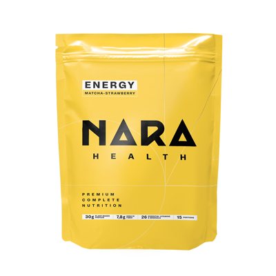 NARA Health Matcha, braškių skonio maisto papildas su kofeinu ir saldikliu, milteliai, 1500 g