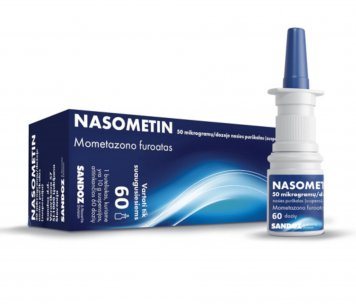NASOMETIN 50 µg/dozėje nosies purškalas (suspensija) 60 dozių