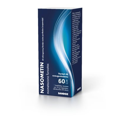 NASOMETIN, 50 mikrogramų/dozėje, nosies purškalas (suspensija), 60 dozių, N1
