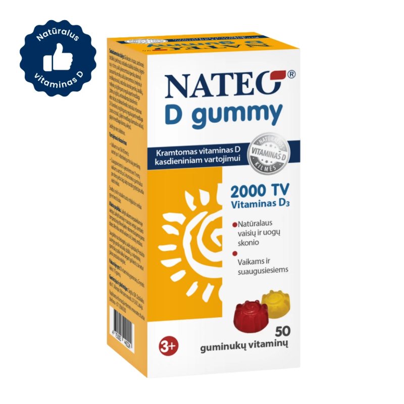NATEO® D gummy IU2000, 50 guminukų